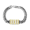 La pulsera de cadena personalizada dorada cuenta con cinco cuentas rectangulares grabadas con Sophia, Angela, DAD, Valentine y Christian-el regalo perfecto para papá o como pulsera personalizada para padre.
