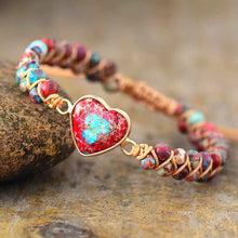 Cargar imagen en el visor de la galería, Pulsera de corazón de piedra jaspe - Moroveta