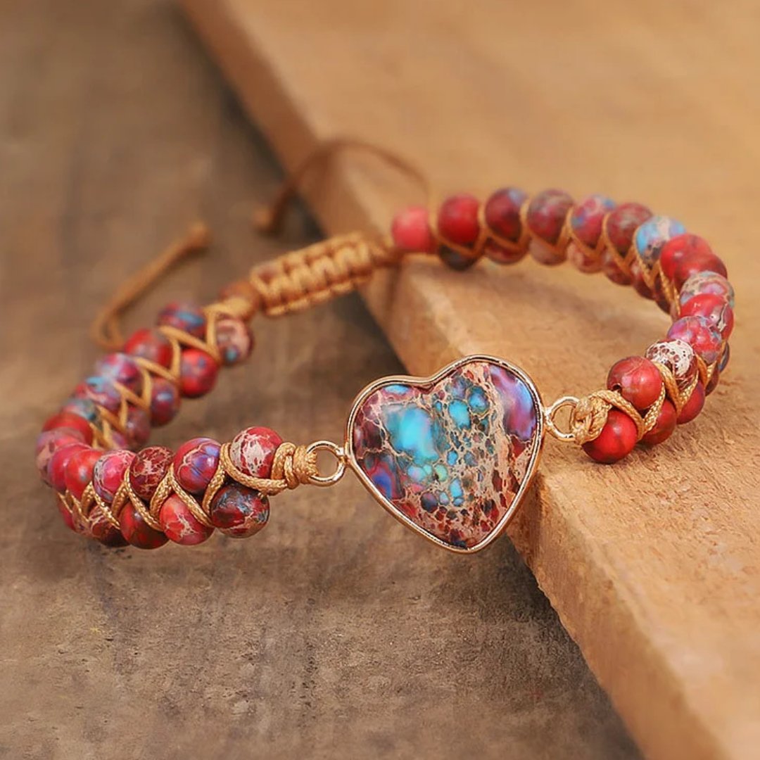 Pulsera de corazón de piedra jaspe - Moroveta