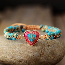 Cargar imagen en el visor de la galería, Pulsera de corazón de piedra jaspe - Moroveta