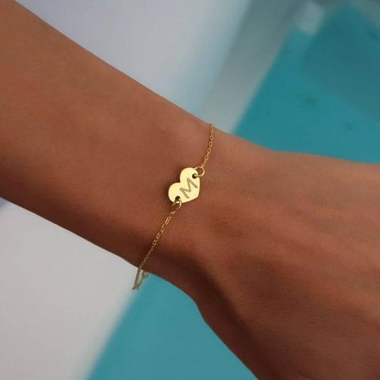 Pulsera de corazón personalizada con inicial - Moroveta