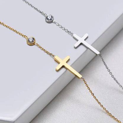 Pulsera de cruz con circonita - Moroveta