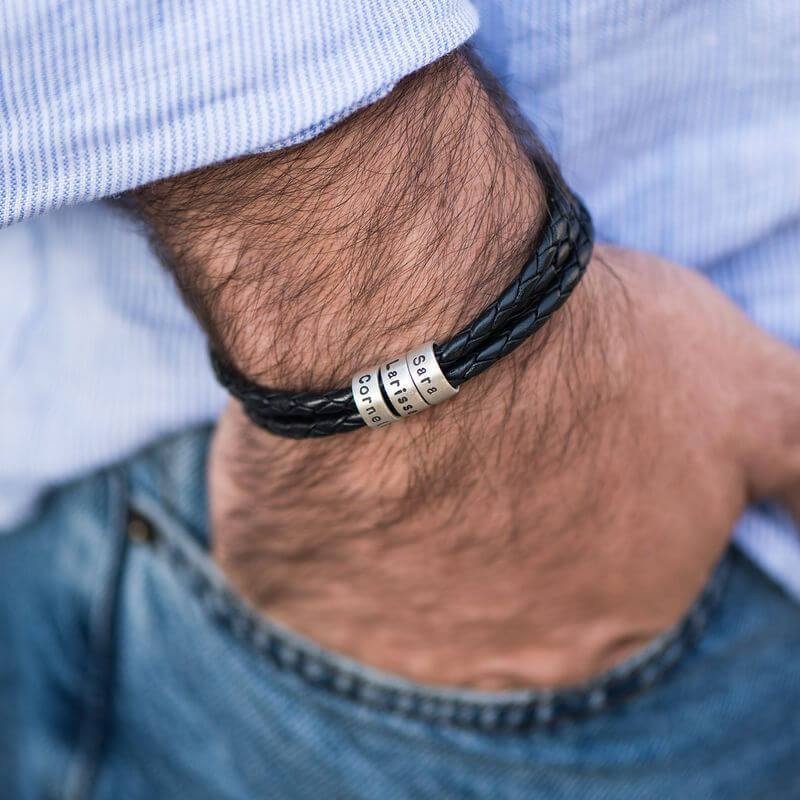 Pulsera de cuero clásica personalizada para hombre - Moroveta