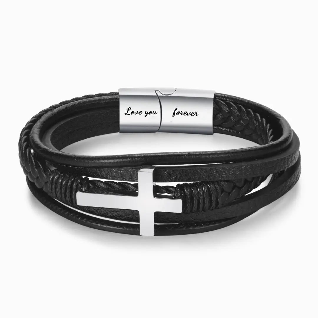 Pulsera de cuero con cruz - Moroveta