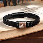 Pulsera de cuero con foto y nombres grabados - Moroveta