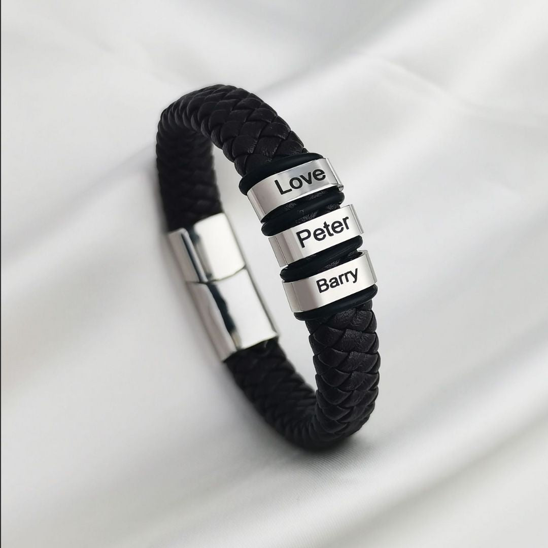 Pulsera de cuero personalizada con nombres - Moroveta