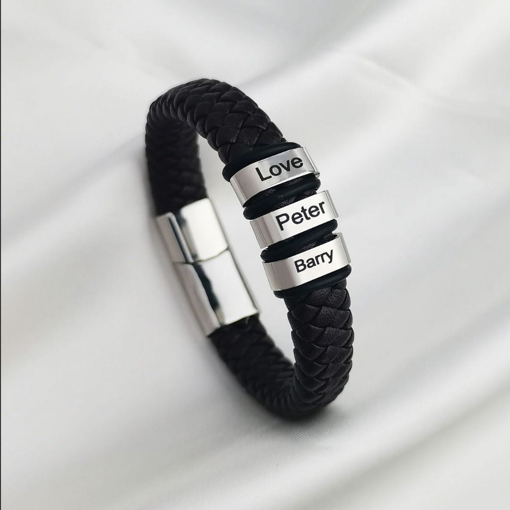Pulsera de cuero personalizada con nombres - Moroveta