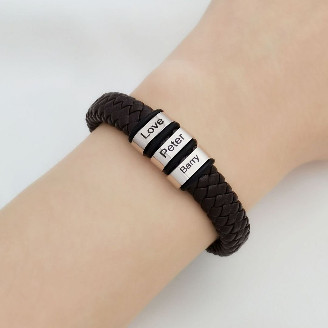 Pulsera de cuero personalizada con nombres - Moroveta
