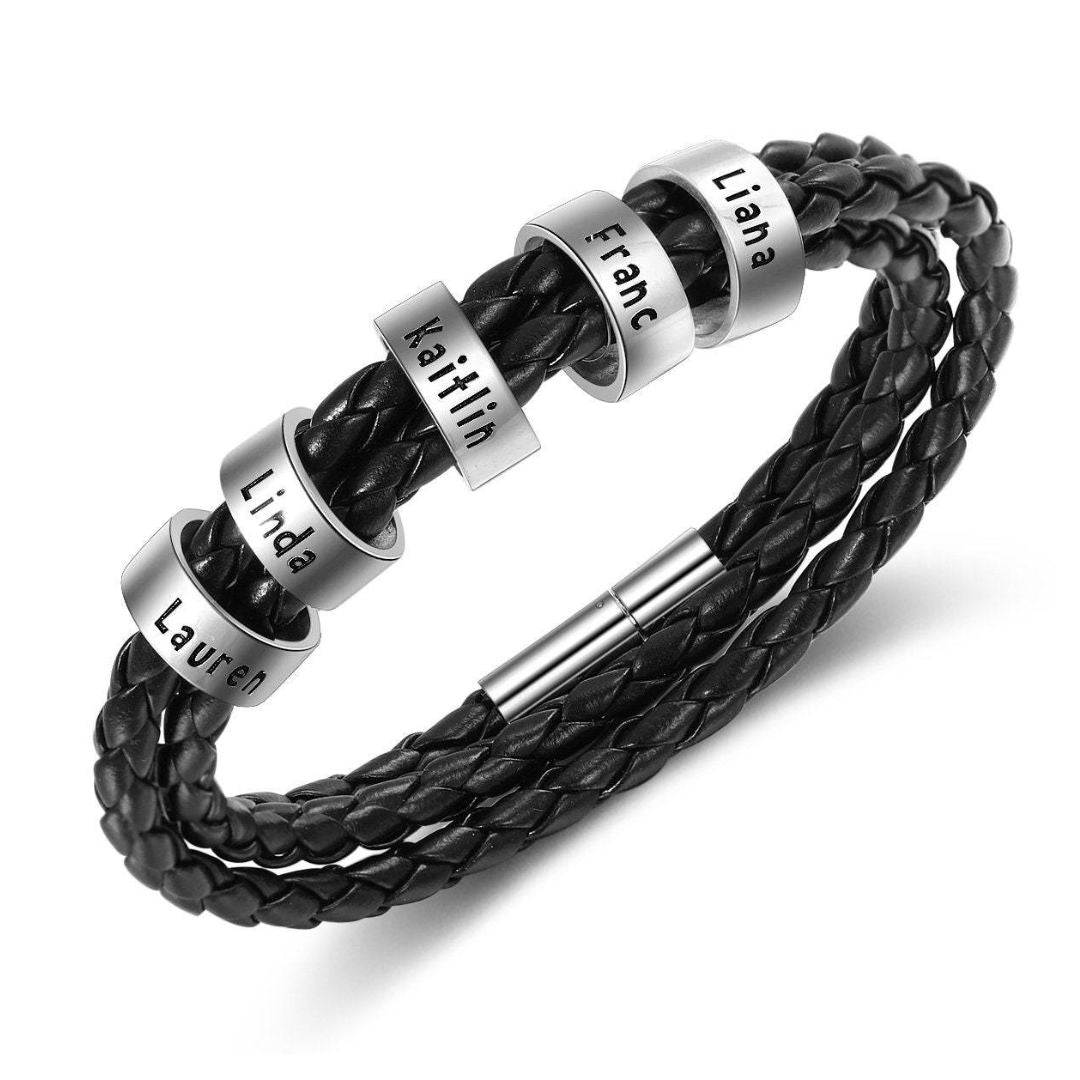 Pulsera de cuero personalizada para papá - Moroveta