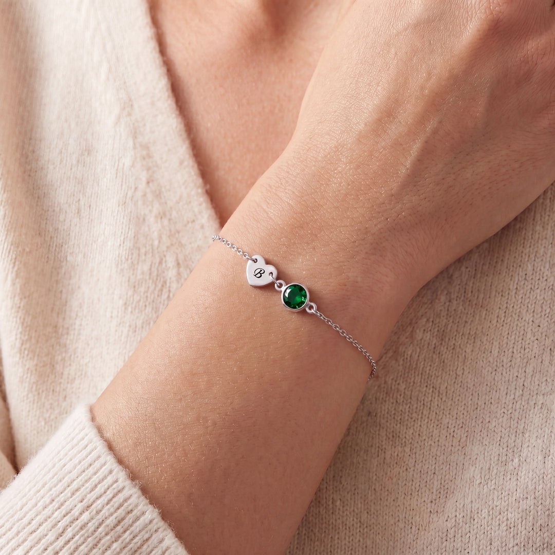 Pulsera de inicial con piedra de nacimiento - Moroveta