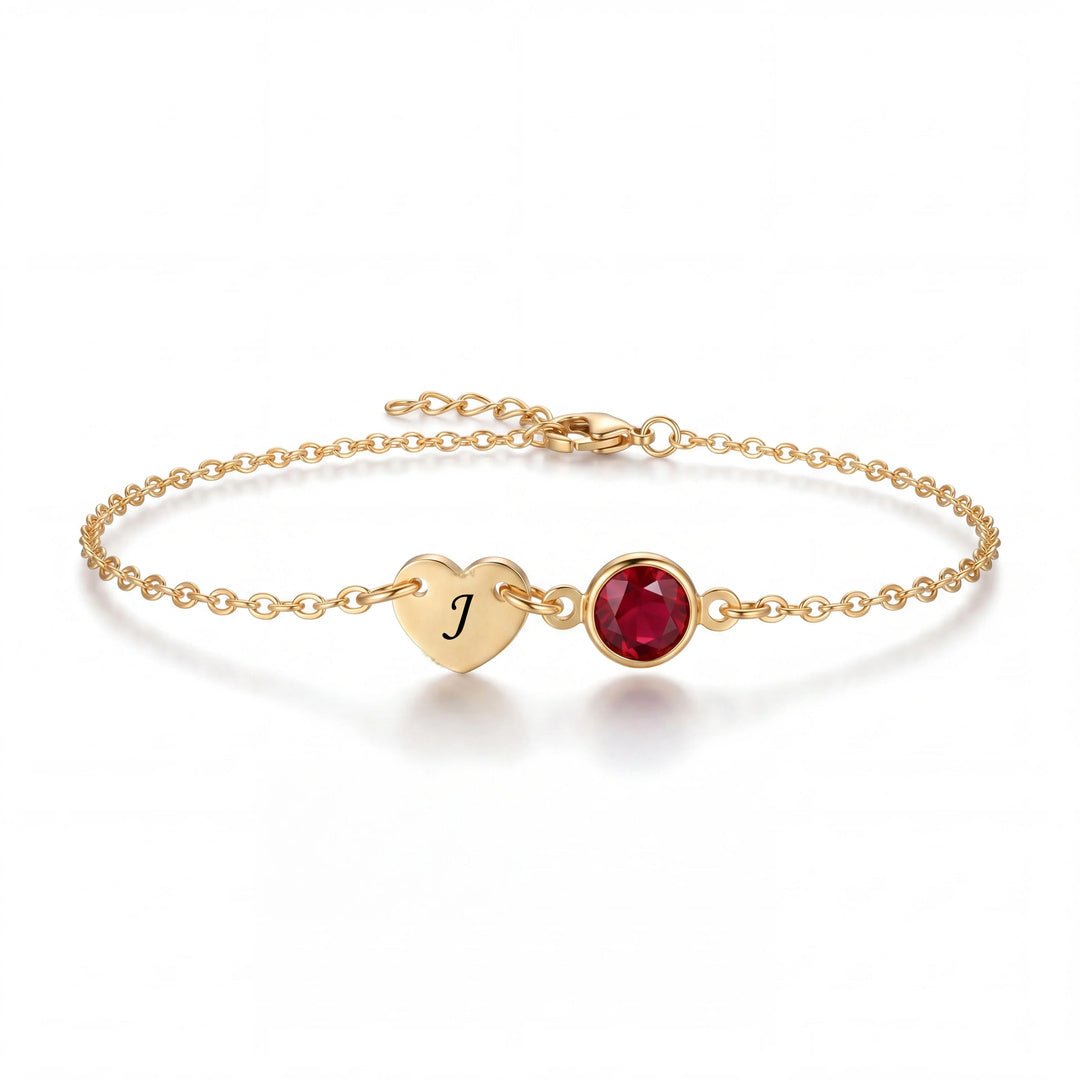 Pulsera de inicial con piedra de nacimiento - Moroveta