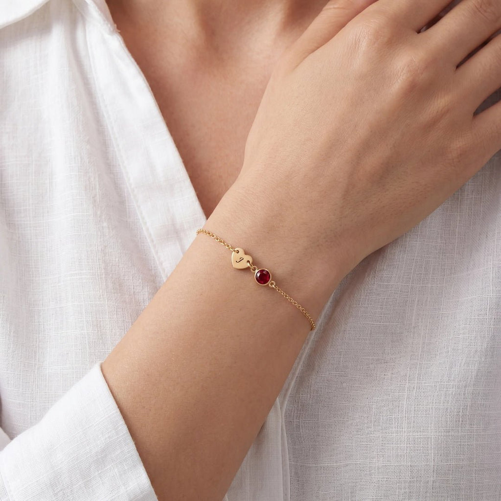 Pulsera de inicial con piedra de nacimiento - Moroveta