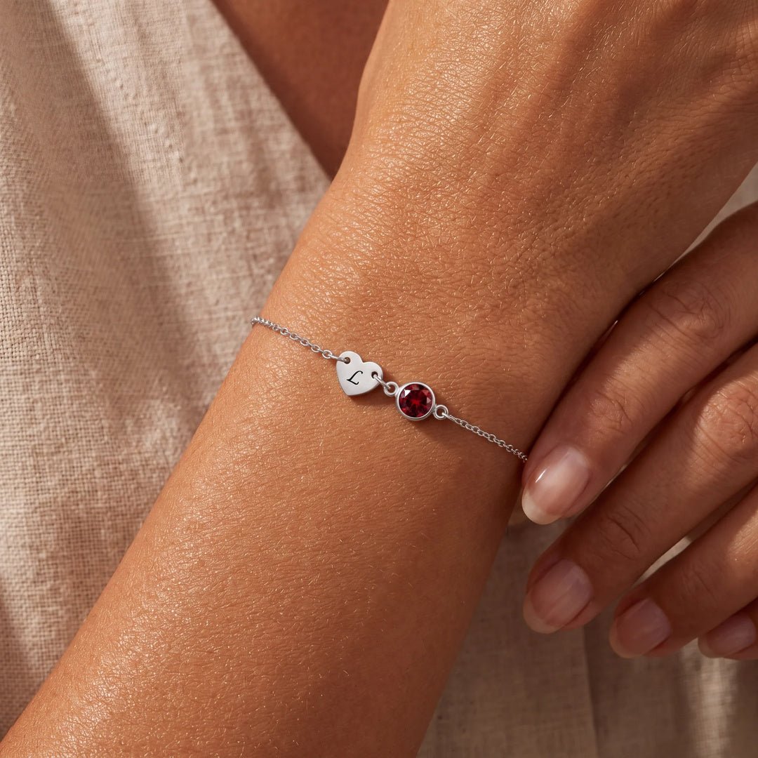 Pulsera de inicial con piedra de nacimiento - Moroveta