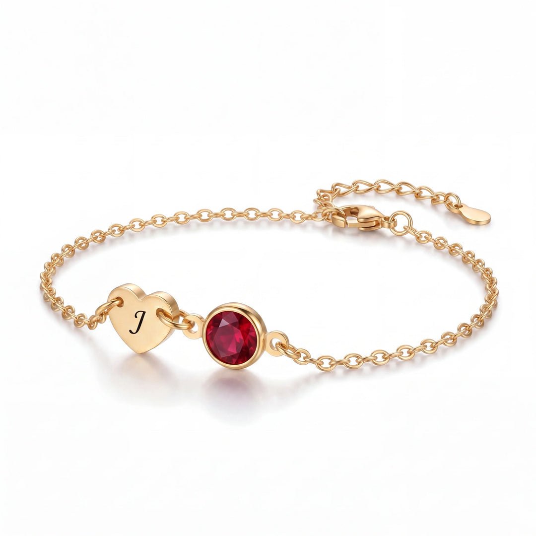 Pulsera de inicial con piedra de nacimiento - Moroveta