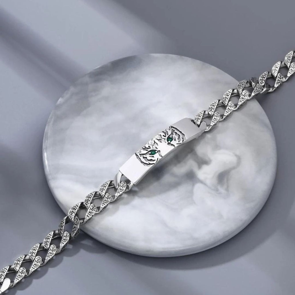 Pulsera de tigre con cadena artesanal - Moroveta
