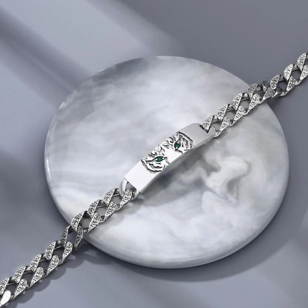 Pulsera de tigre con cadena artesanal - Moroveta
