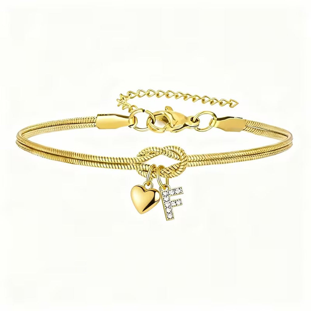 Pulsera dorada con inicial y dije de corazón - Moroveta