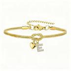 Pulsera dorada con inicial y dije de corazón - Moroveta