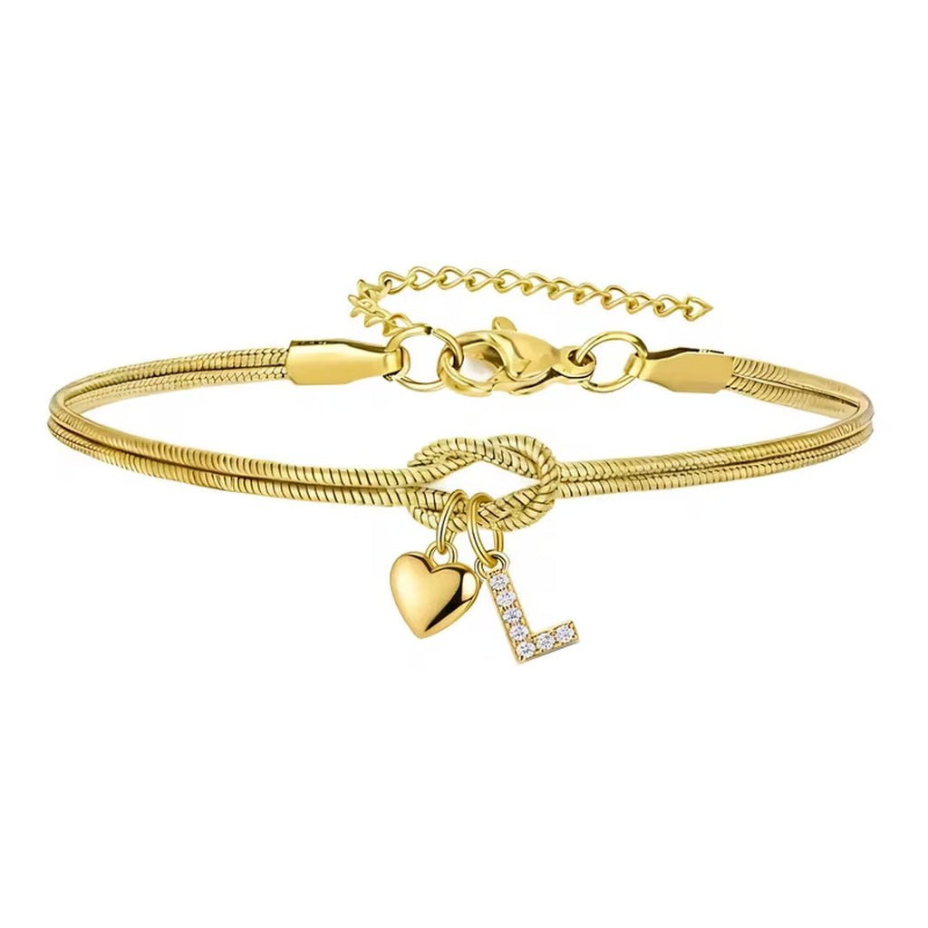 Pulsera dorada con inicial y dije de corazón - Moroveta