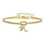 Pulsera dorada con inicial y dije de corazón - Moroveta