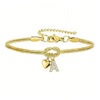 Pulsera dorada con inicial y dije de corazón - Moroveta