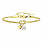 Pulsera dorada con inicial y dije de corazón - Moroveta