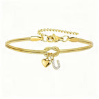Pulsera dorada con inicial y dije de corazón - Moroveta