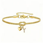 Pulsera dorada con inicial y dije de corazón - Moroveta