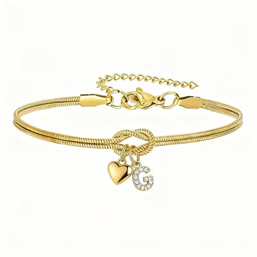 Pulsera dorada con inicial y dije de corazón - Moroveta