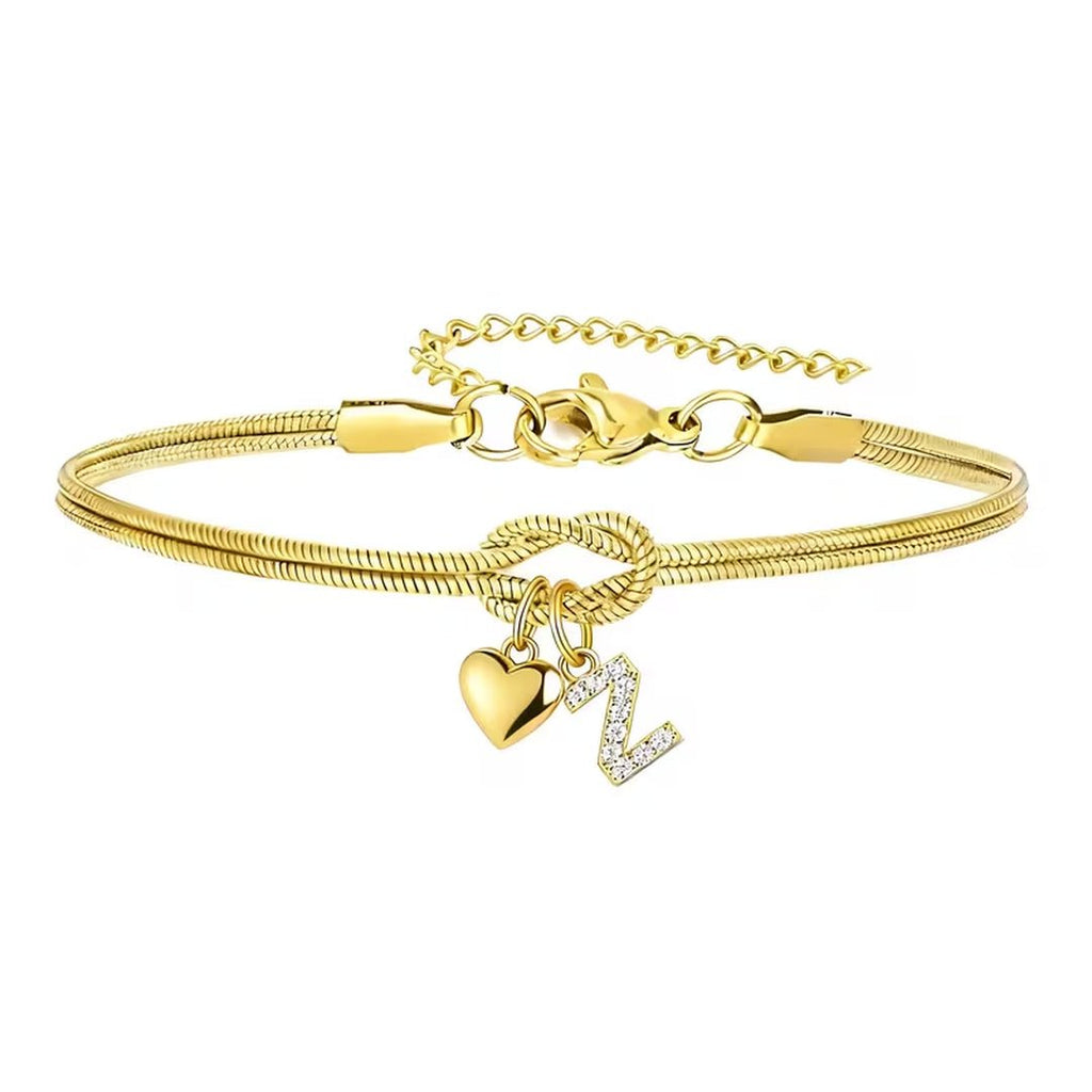 Pulsera dorada con inicial y dije de corazón - Moroveta