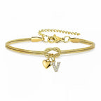 Pulsera dorada con inicial y dije de corazón - Moroveta