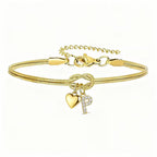 Pulsera dorada con inicial y dije de corazón - Moroveta