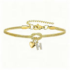 Pulsera dorada con inicial y dije de corazón - Moroveta