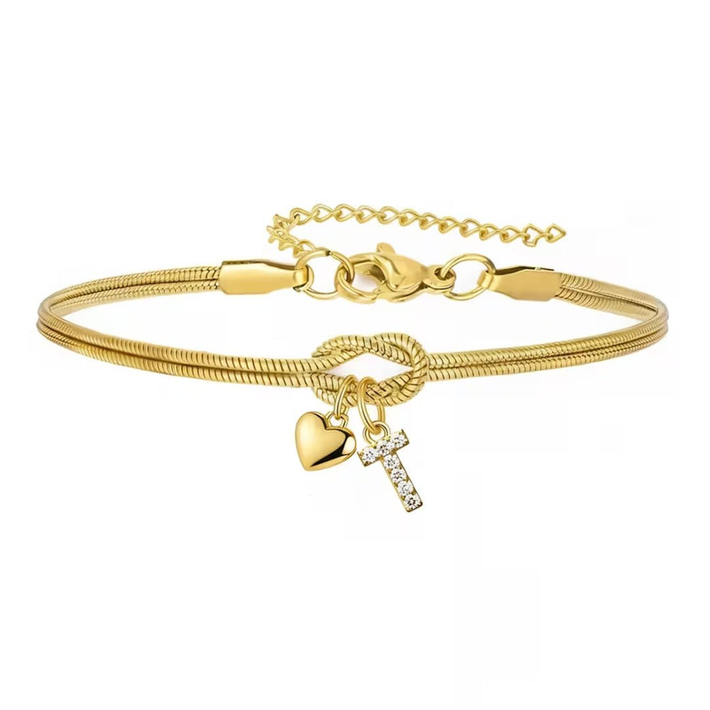Pulsera dorada con inicial y dije de corazón - Moroveta