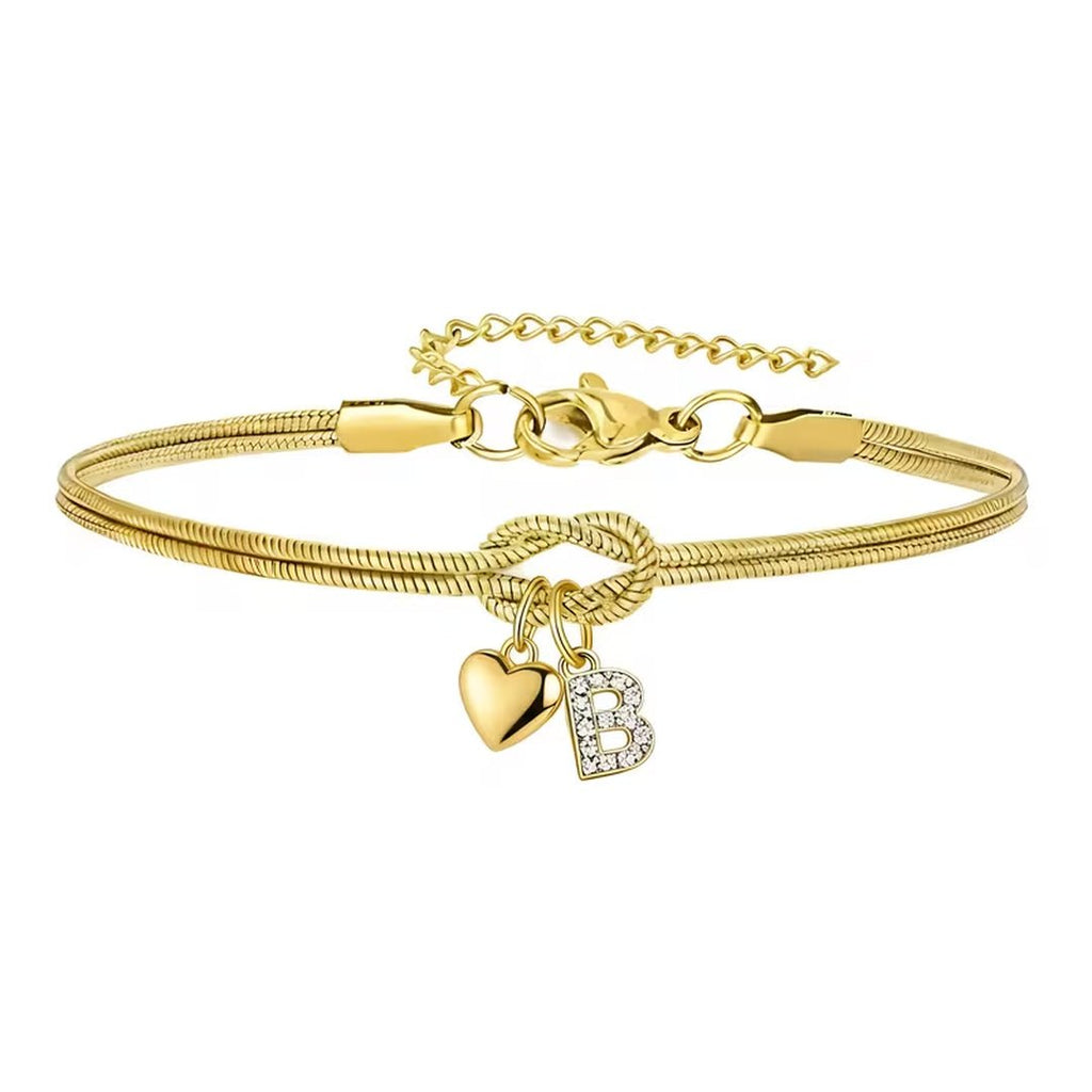 Pulsera dorada con inicial y dije de corazón - Moroveta