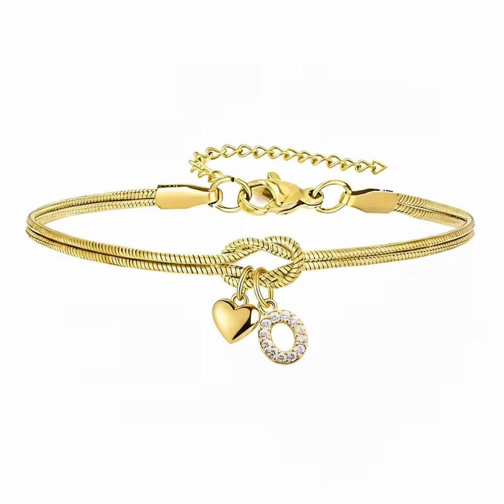 Pulsera dorada con inicial y dije de corazón - Moroveta