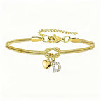 Pulsera dorada con inicial y dije de corazón - Moroveta