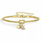 Pulsera dorada con inicial y dije de corazón - Moroveta