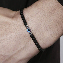 Cargar imagen en el visor de la galería, Pulsera elástica de obsidiana con ojo turco - Moroveta
