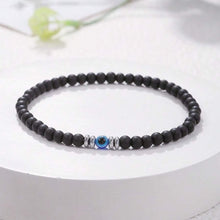 Cargar imagen en el visor de la galería, Pulsera elástica de obsidiana con ojo turco - Moroveta