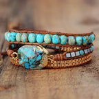 Pulsera energética de piedra Turquesa y Jaspe - Moroveta