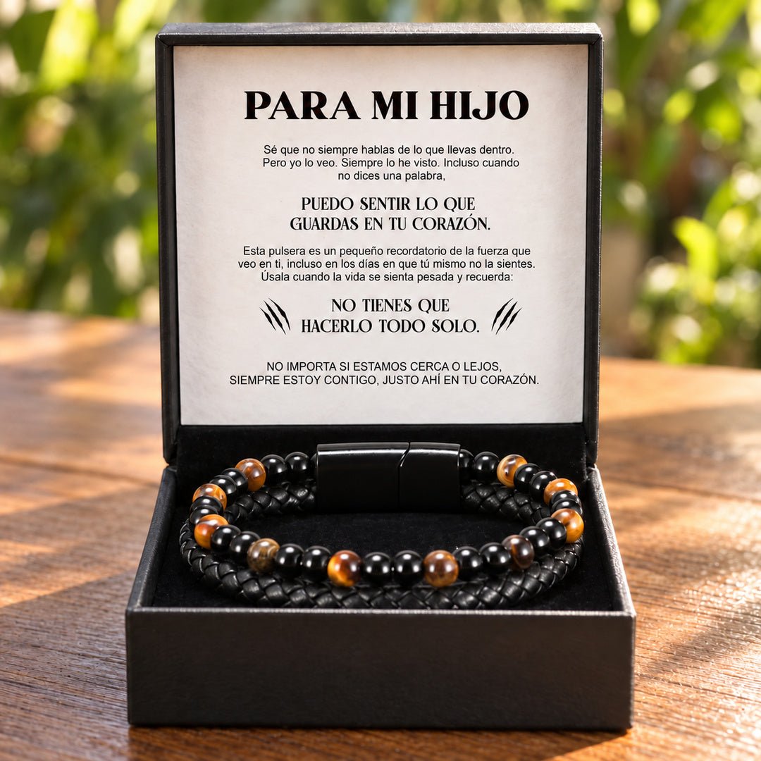 Pulsera Escudo con ojo de tigre - Para mi Hijo - Moroveta