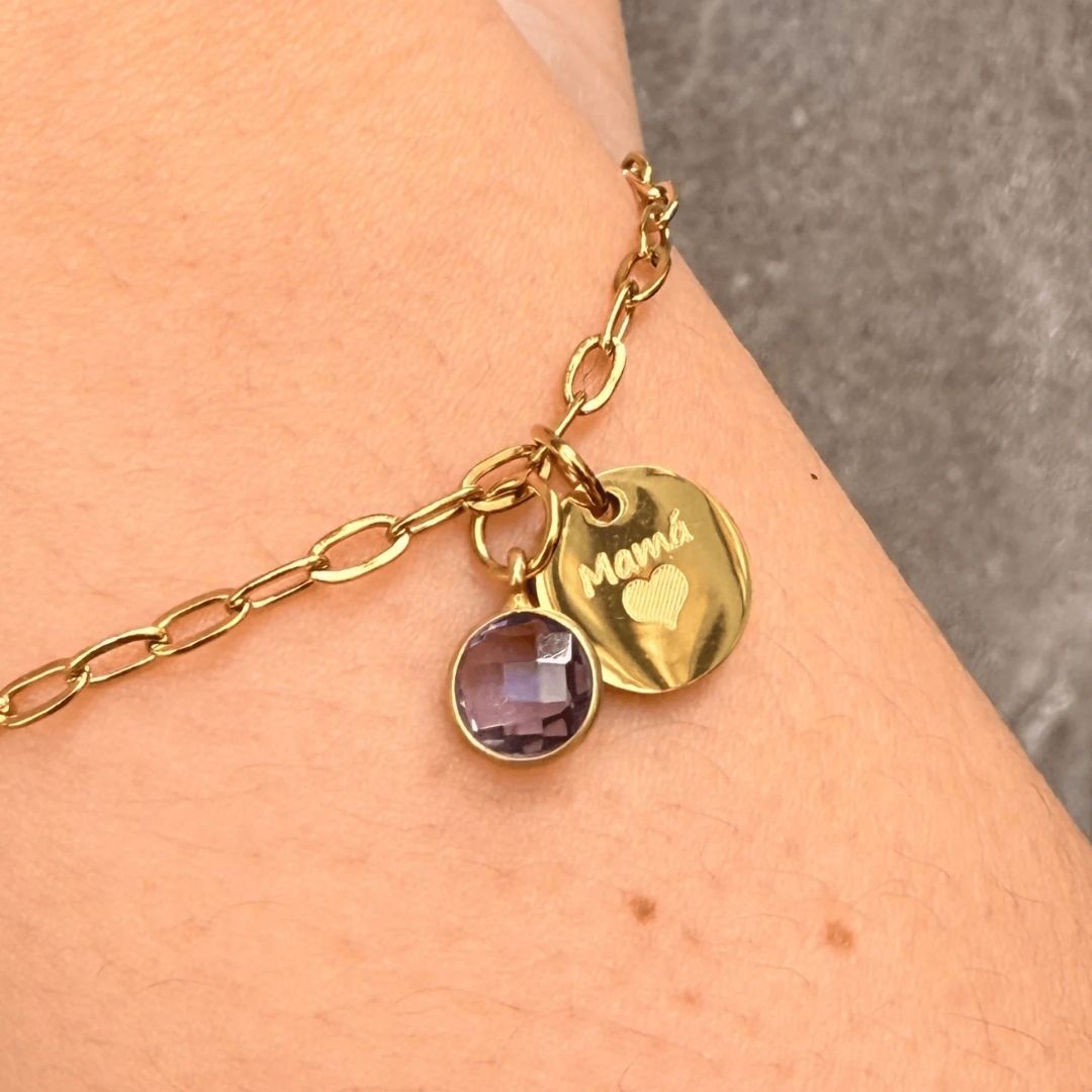 Pulsera Grabada con Piedra Natural - Moroveta