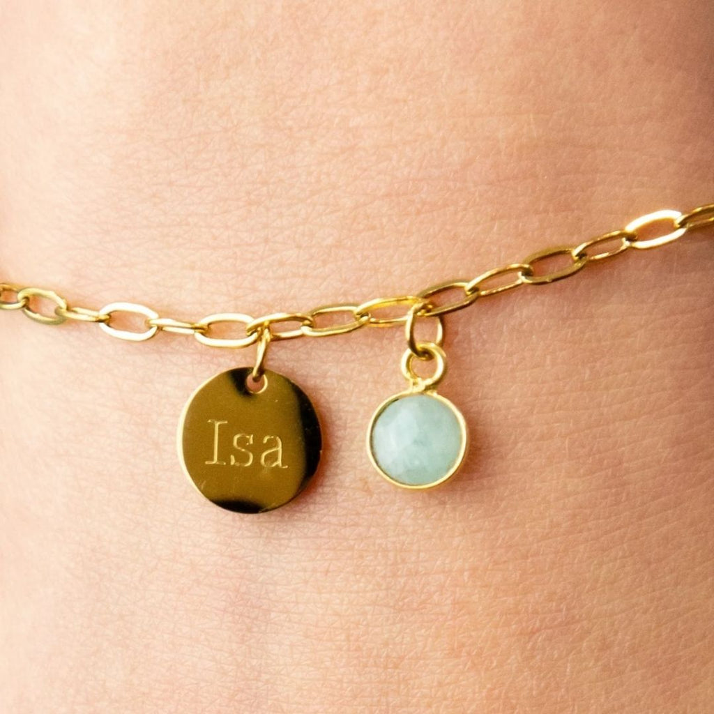 Pulsera Grabada con Piedra Natural - Moroveta