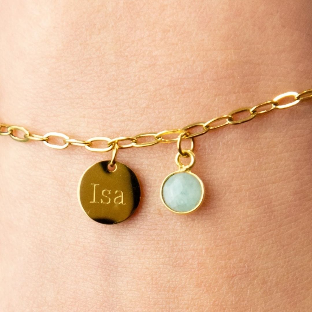 Pulsera Grabada con Piedra Natural - Moroveta