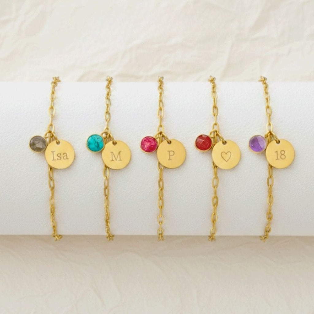 Pulsera Grabada con Piedra Natural - Moroveta