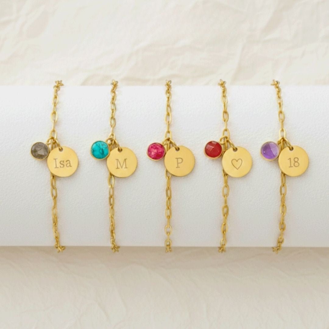 Pulsera Grabada con Piedra Natural - Moroveta