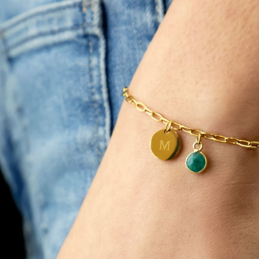 Pulsera Grabada con Piedra Natural - Moroveta