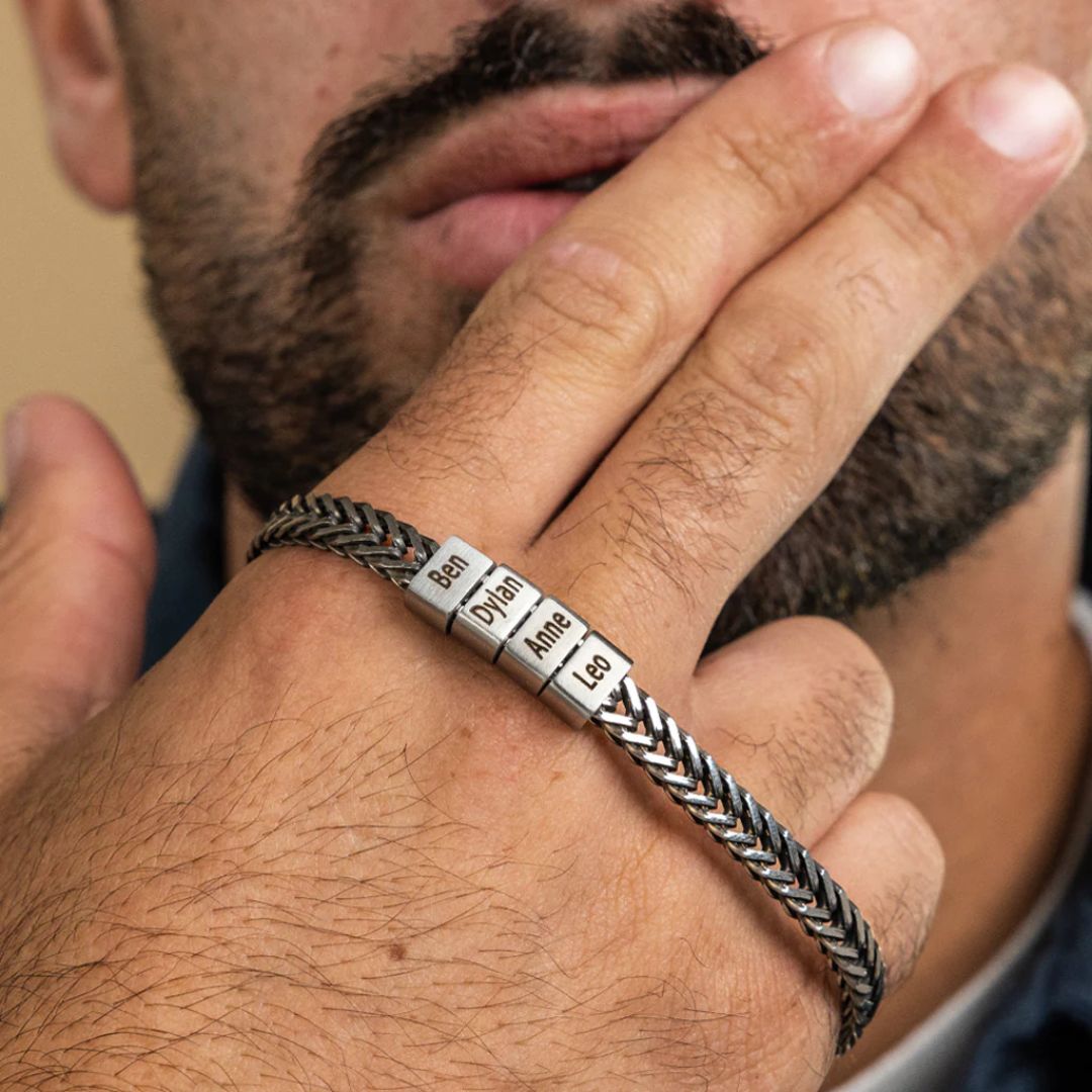 Pulsera grabada para hombre de acero inoxidable - Moroveta