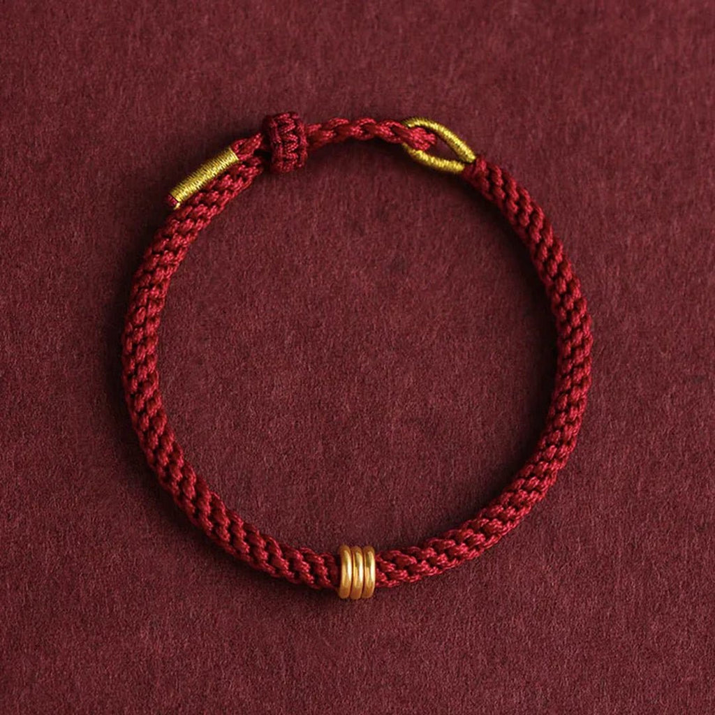 Pulsera Hilo rojo del destino con cuenta Dorada - Moroveta